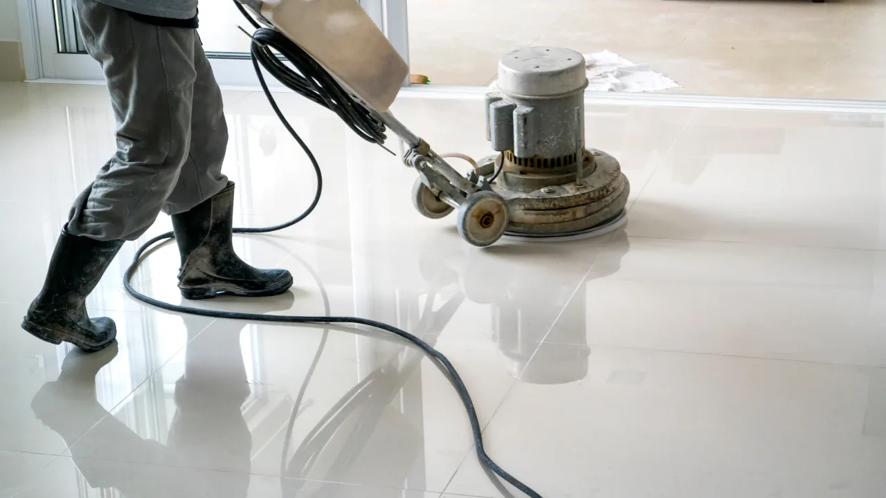 Wipe-clean hard-surface flooring being mopped in an OKC home