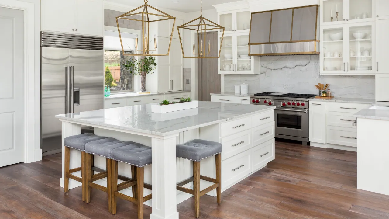 Waterproof click-lock luxury vinyl plank flooring in an Oklahoma City kitchen